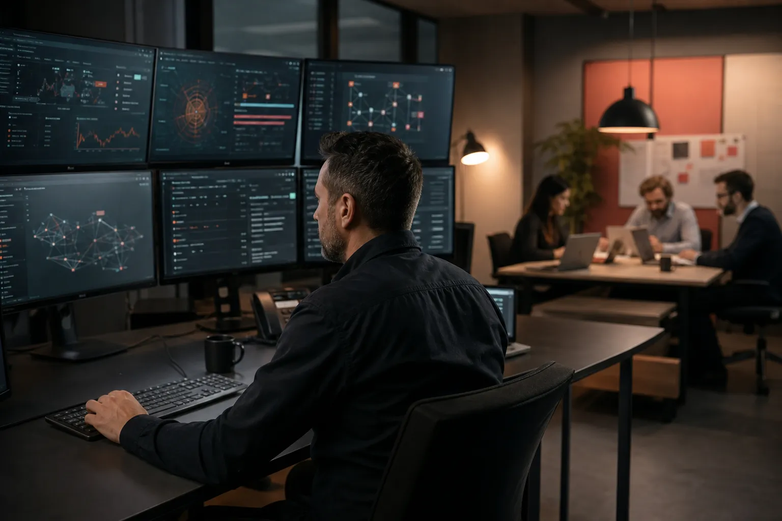 Security-Spezialist überwacht die IT eines kleinen Unternehmens