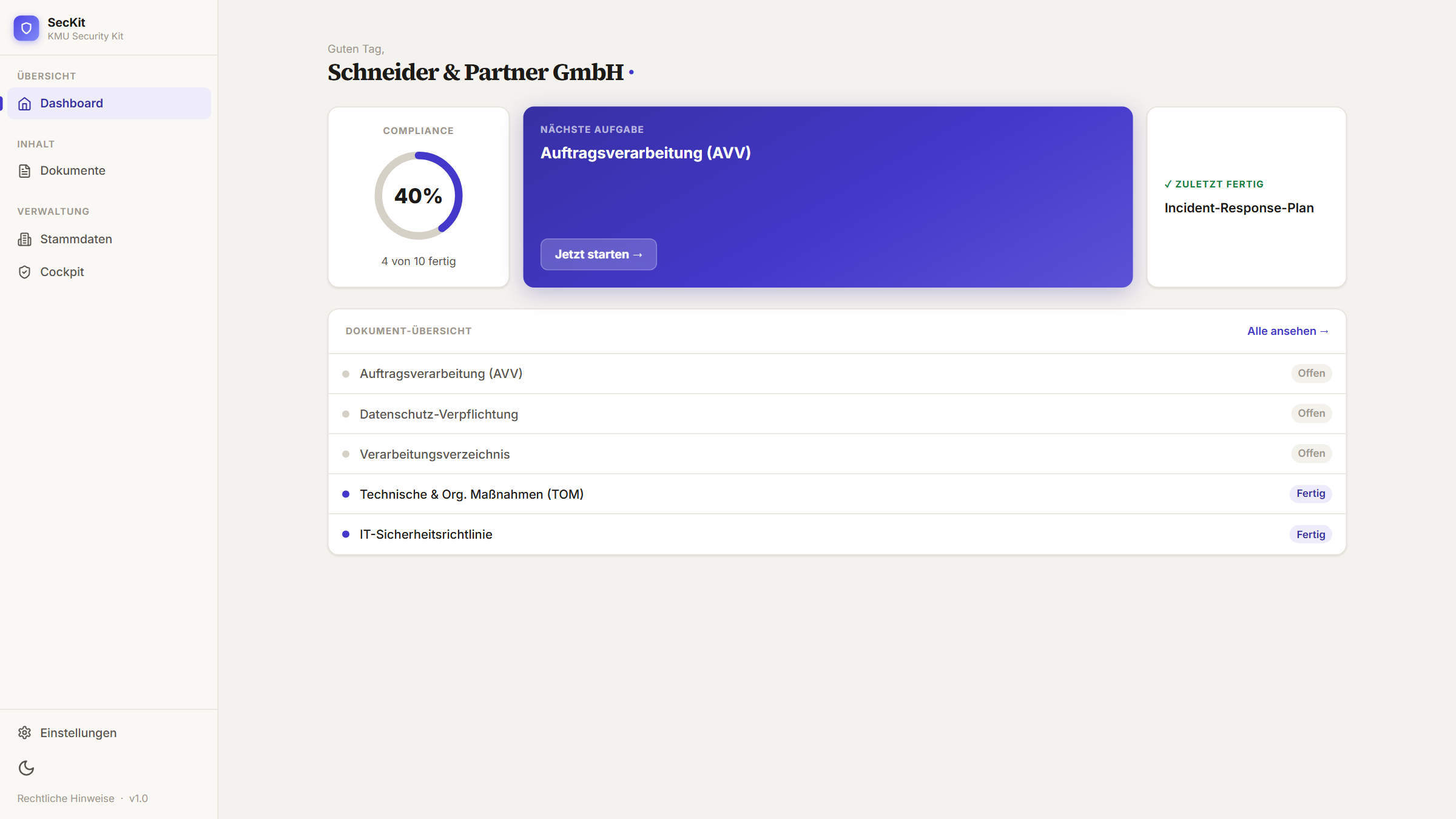 SecKit im Dunkelmodus